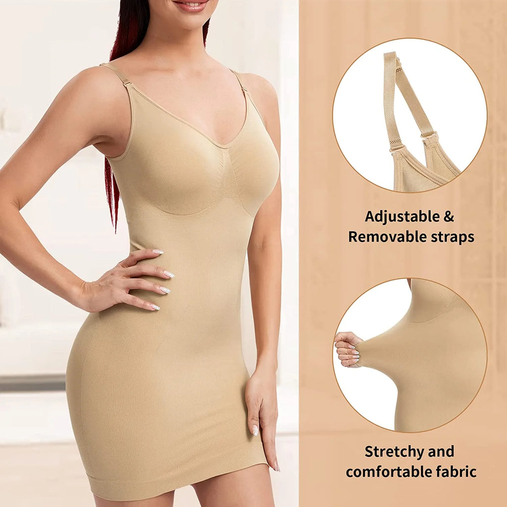 Vaslanda Women'S Shapewear Slips for under Dresses Tummy Control Seamless Full Silps Spaghetti Strap