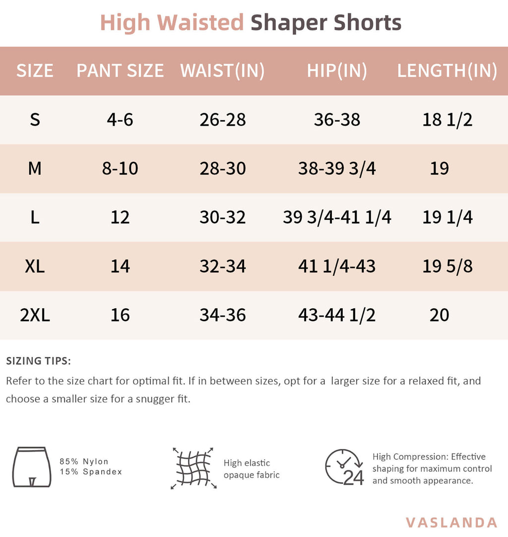 Vaslanda 2 Packs Tummy Control Shapewear Shorts Faja Body Shaper for Women High-Waisted Thigh Slimming